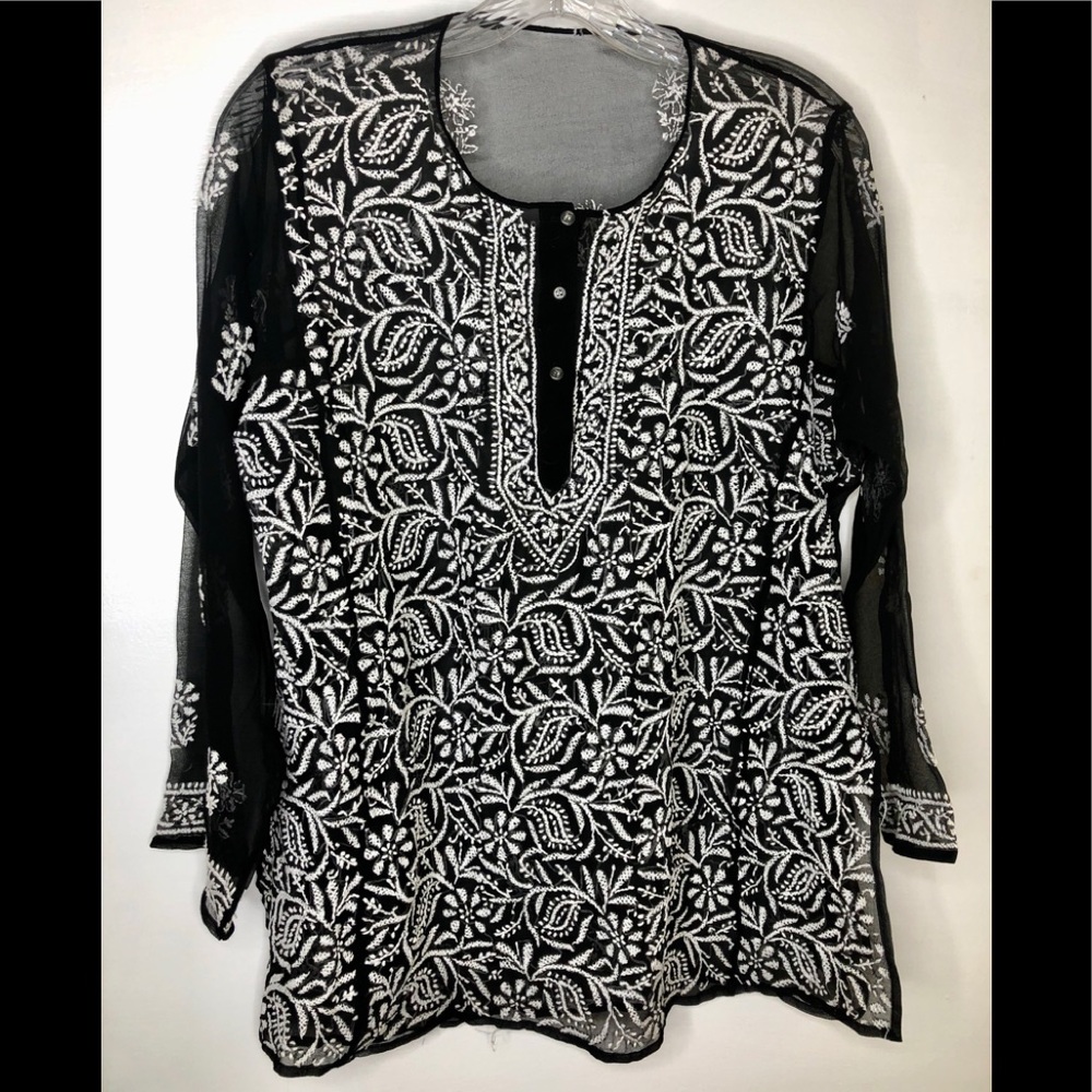 White and Black | Long Sleeve| Boho Linen Tunic